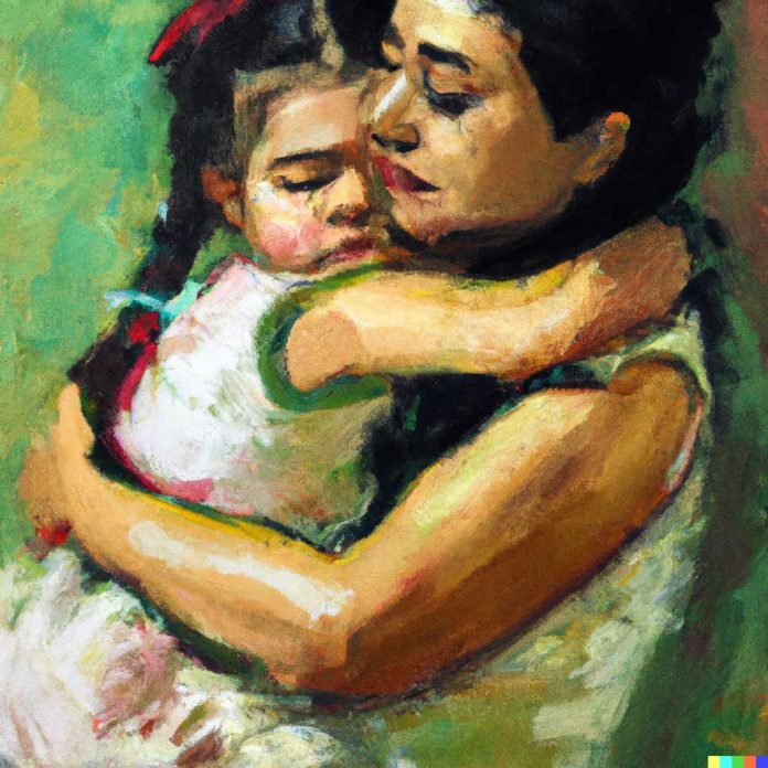 Mother Hugging Her Inner Child
